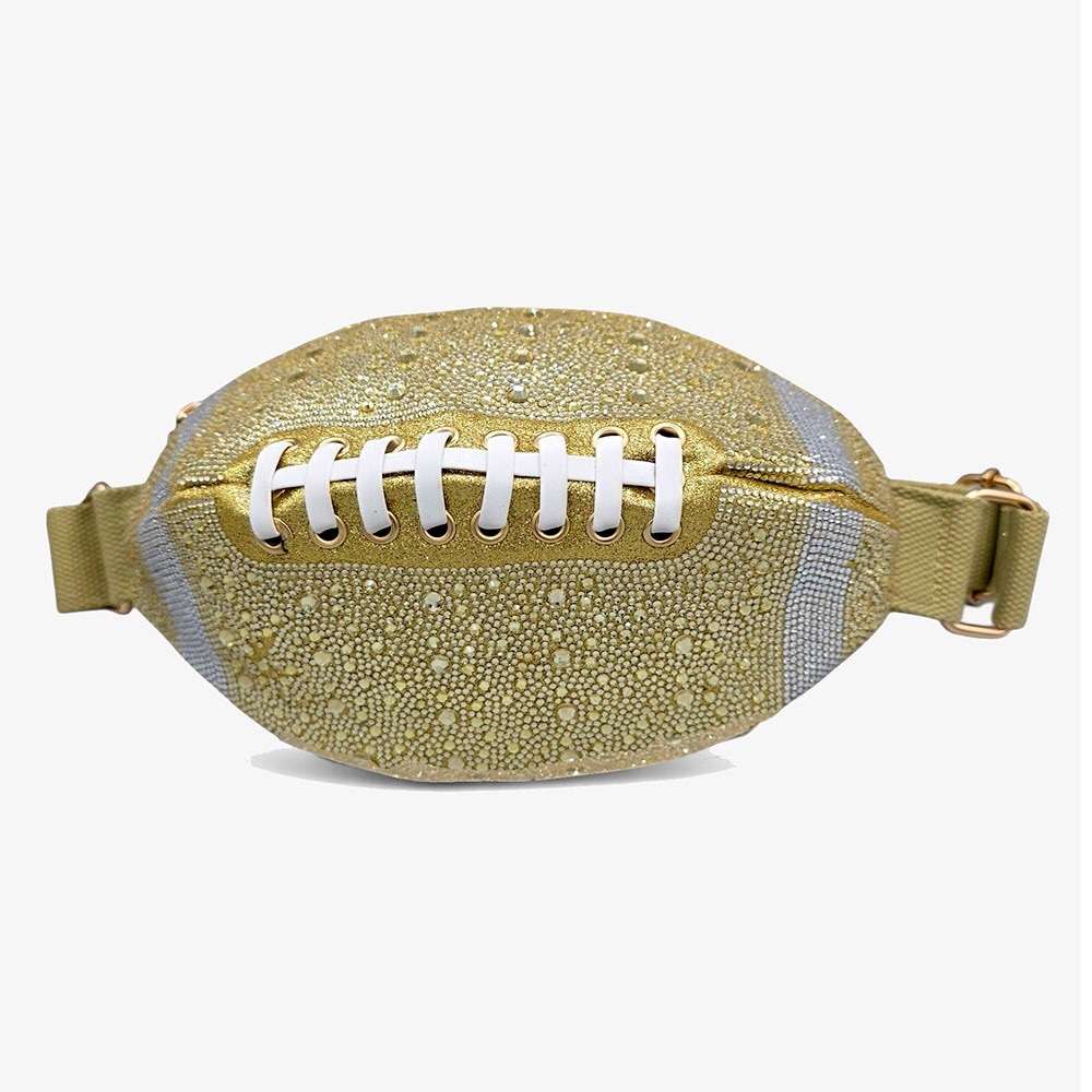 Gold Embellished Football Shaped Crossbody Bag